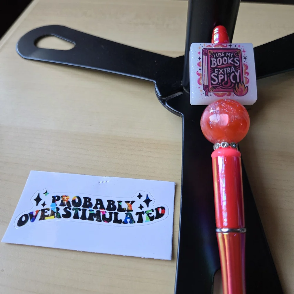 'I Like My Books Extra Spicy' Ballpoint Pen And Decal Sticker *Price Firm*
